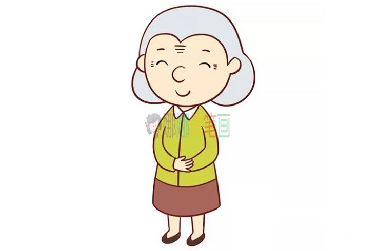 老奶奶简笔画,慈祥的老奶奶画法