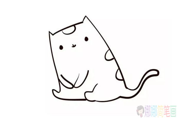小猫钓鱼简笔画步骤,小猫钓鱼画画教程
