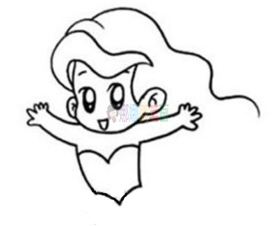 小美人鱼儿童画法步骤,美人鱼简笔画