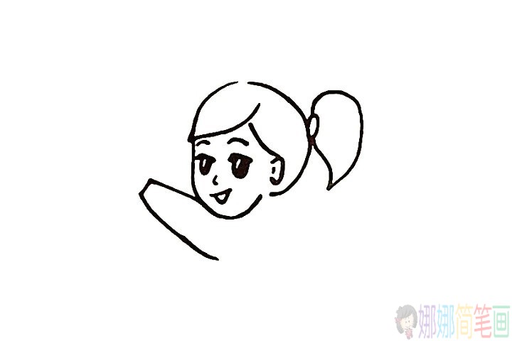 春节小女孩贴福字简笔画