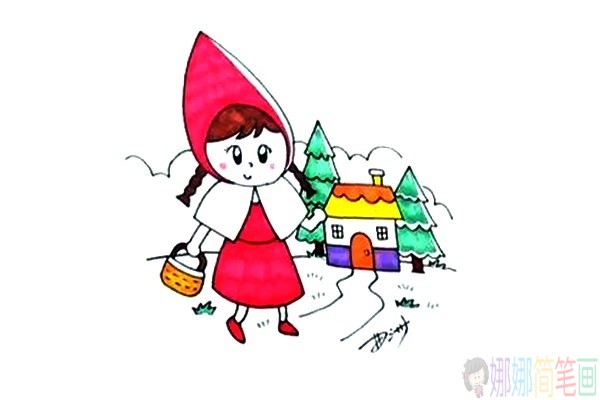 小红帽的画法,小红帽儿童简笔画图片