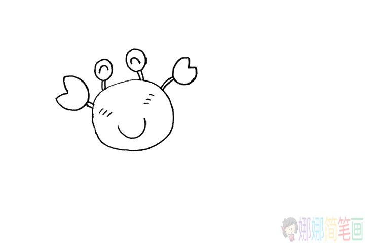 可爱的小螃蟹简笔画,彩色螃蟹的画法步骤