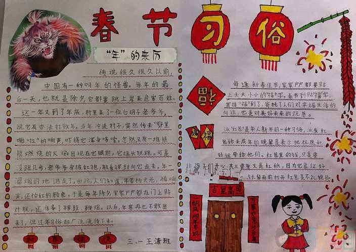 2020年元旦手抄报,春节儿童手抄报