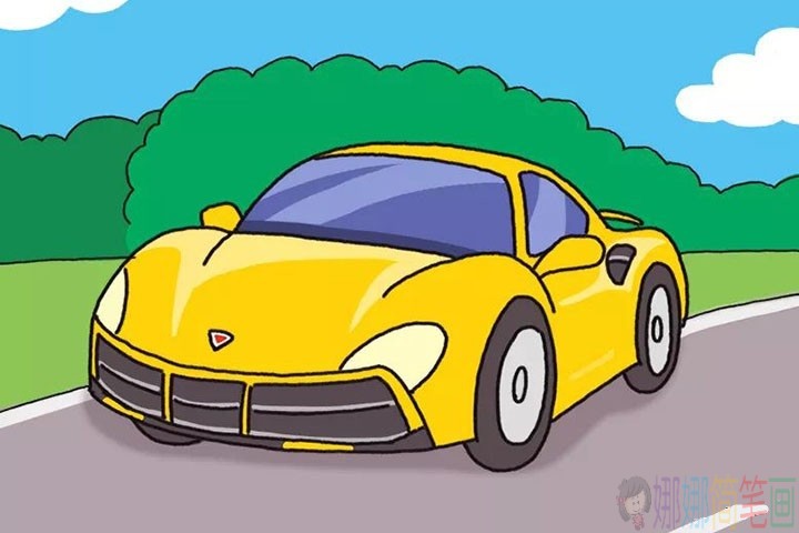 酷炫的跑车儿童简笔画,汽车简笔画步骤