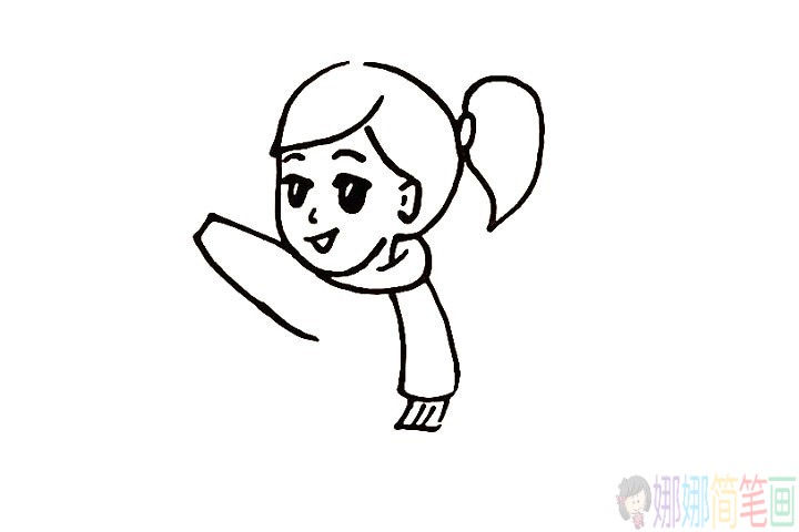 春节小女孩贴福字简笔画