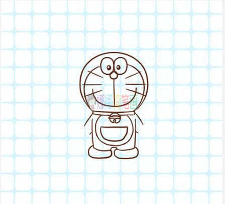哆啦A梦机器猫简笔画,机器猫的画法步骤