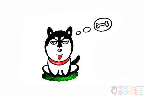 蠢萌的哈士奇简笔画,小狗怎么画