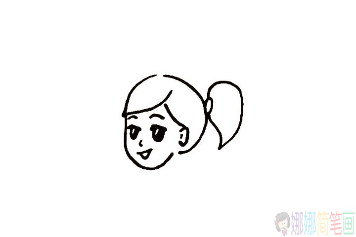 春节小女孩贴福字简笔画