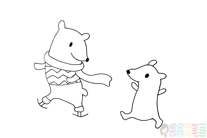 可爱的北极熊怎么画,北极熊简笔画法步骤