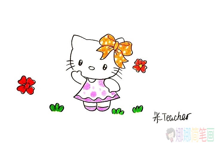 hello kitty怎么画,凯蒂猫的简笔画教程
