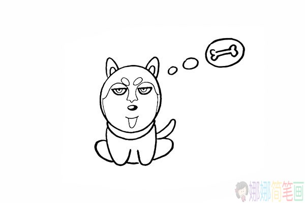 蠢萌的哈士奇简笔画,小狗怎么画