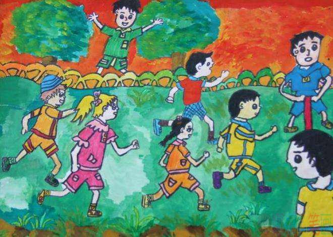 小学生冬季运动会优秀绘画作品