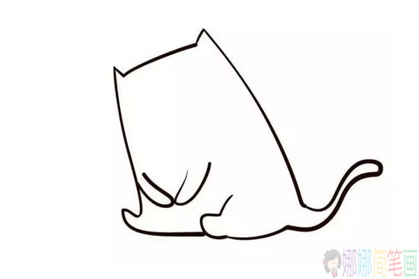 小猫钓鱼简笔画步骤,小猫钓鱼画画教程