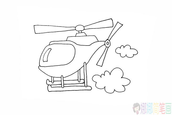 直升飞机简笔画儿童,直升飞机儿童画步骤