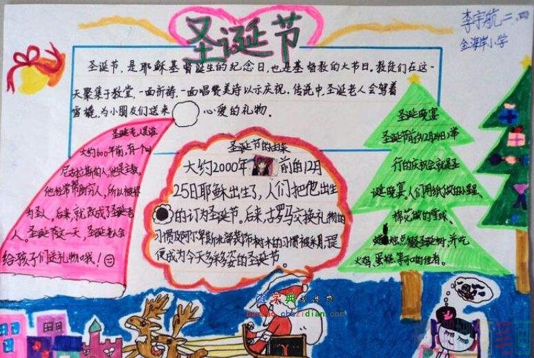 历年优秀圣诞节儿童英语手抄报