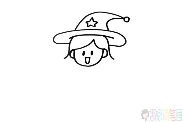 小魔女怎么画,魔法师儿童简笔画步骤