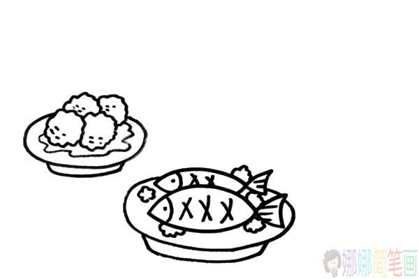 丰盛的一顿饭怎么画,饭菜简笔画
