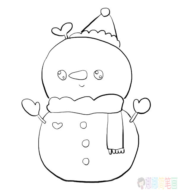 圣诞雪人简笔画,可爱雪人简笔画步骤