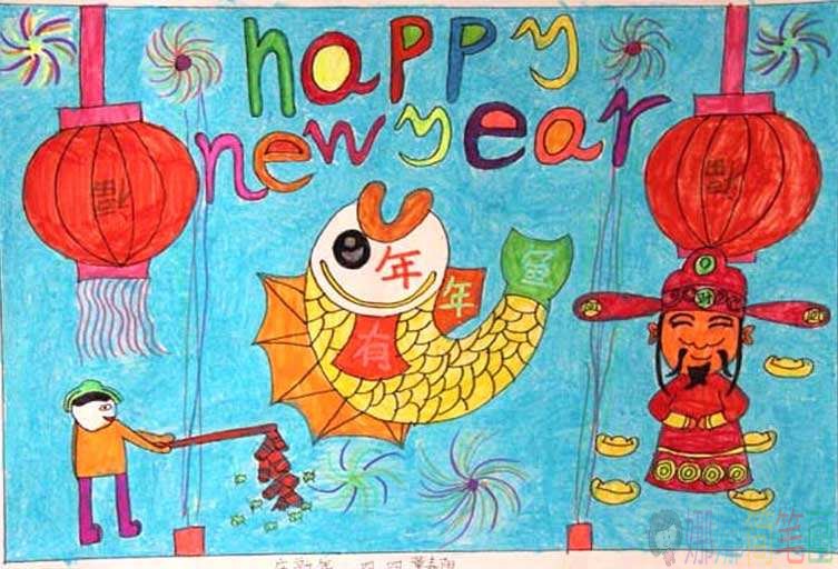 迎接2020元旦儿童绘画作品