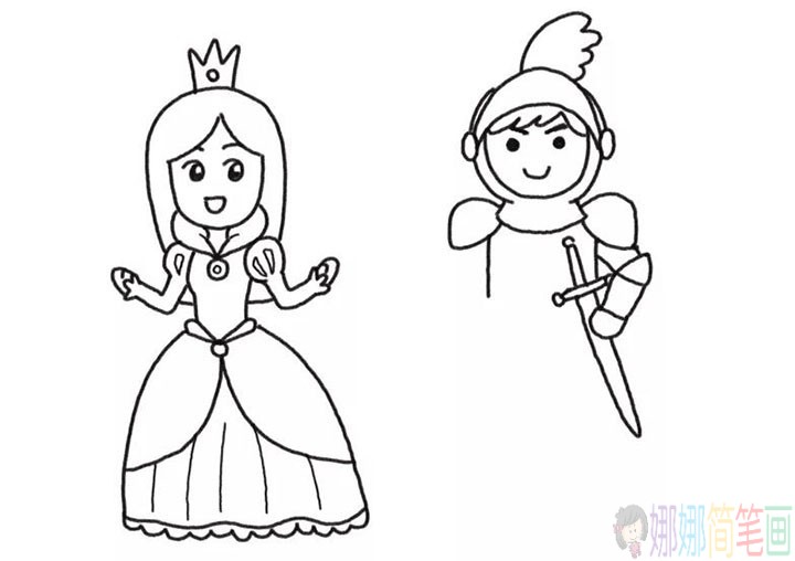 公主与王子简笔画,公主和王子怎么画教程