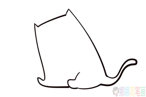 小猫钓鱼简笔画步骤,小猫钓鱼画画教程