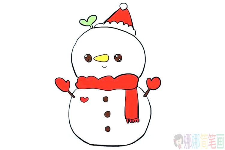 圣诞雪人简笔画,可爱雪人简笔画步骤