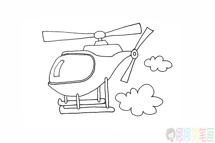 直升飞机简笔画儿童,直升飞机儿童画步骤