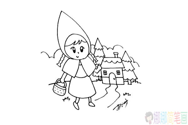小红帽的画法,小红帽儿童简笔画图片