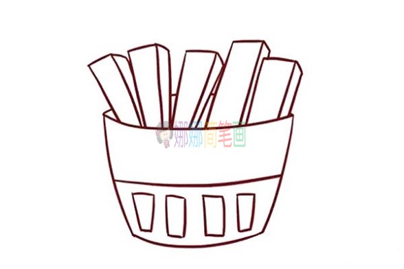 薯条简笔画,小朋友爱吃的薯条画法