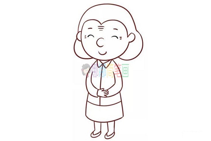 老奶奶简笔画,慈祥的老奶奶画法