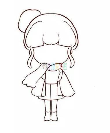 戴围巾的女孩简笔画,冬天的女孩简笔画