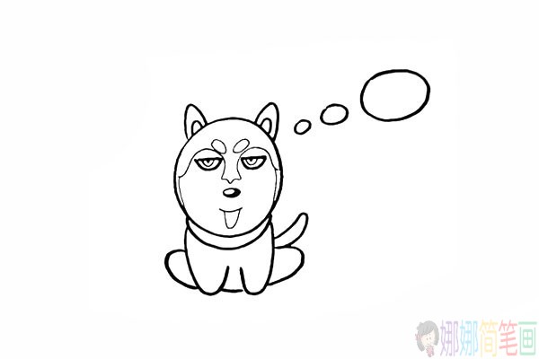 蠢萌的哈士奇简笔画,小狗怎么画