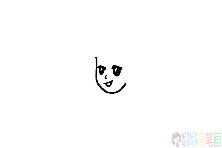 春节小女孩贴福字简笔画