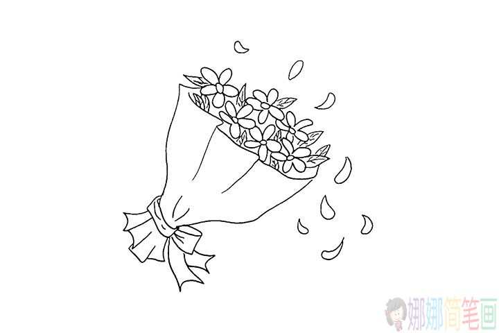 一束漂亮的花简笔画法教程
