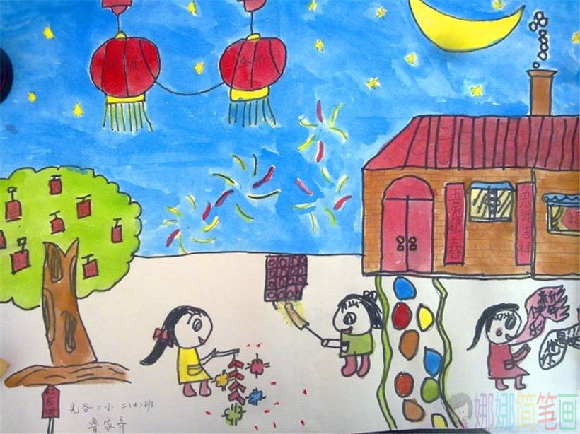 欢欢喜喜过大年儿童绘画