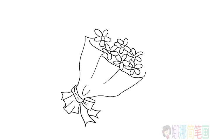 一束漂亮的花简笔画法教程