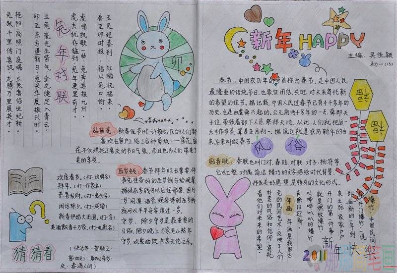 儿童春节手抄报图片