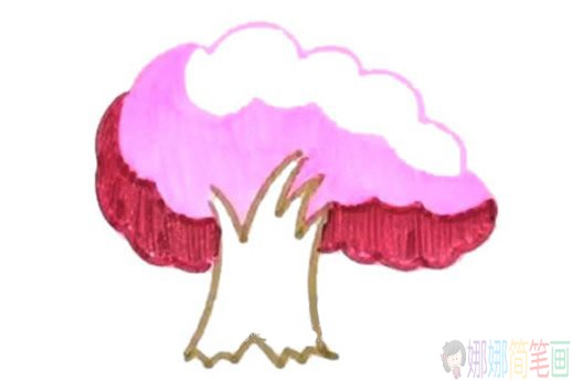 漂亮的樱花树简笔画步骤