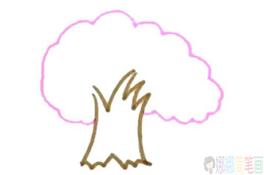 漂亮的樱花树简笔画步骤