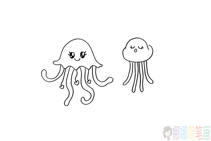 水母简笔画教程,怎么画水母