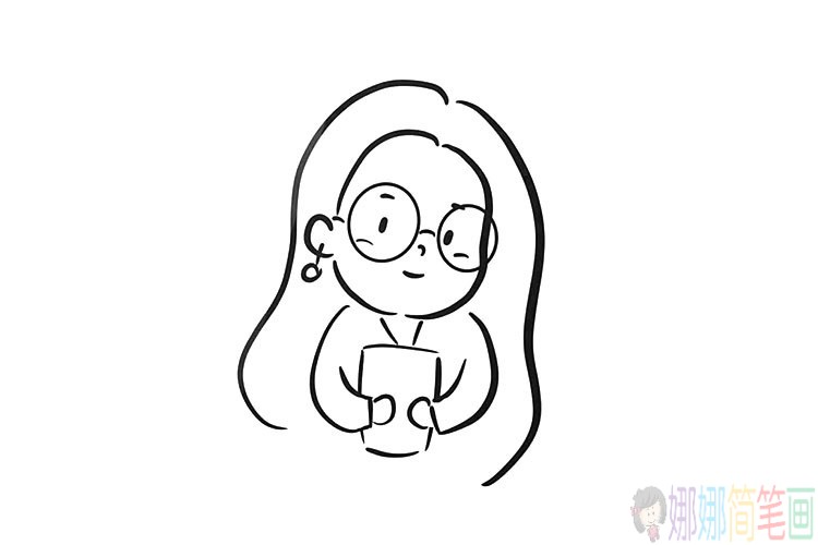 简单线条小姐姐画像图片