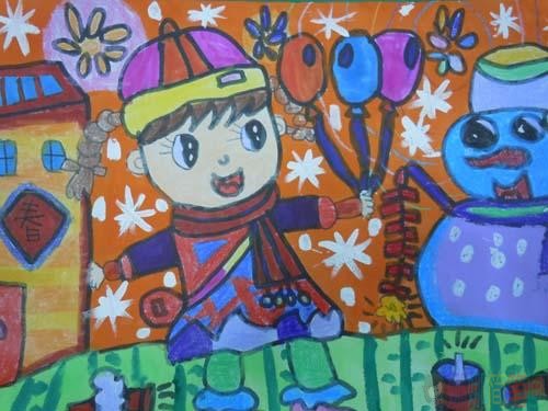 下雪啦儿童绘画优秀作品