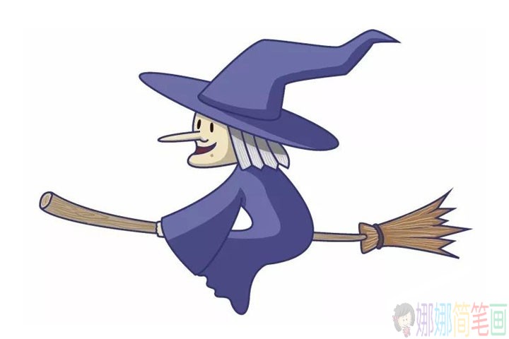 骑扫把的女巫怎么画