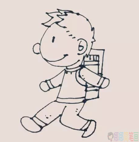 上学的小男孩简笔画