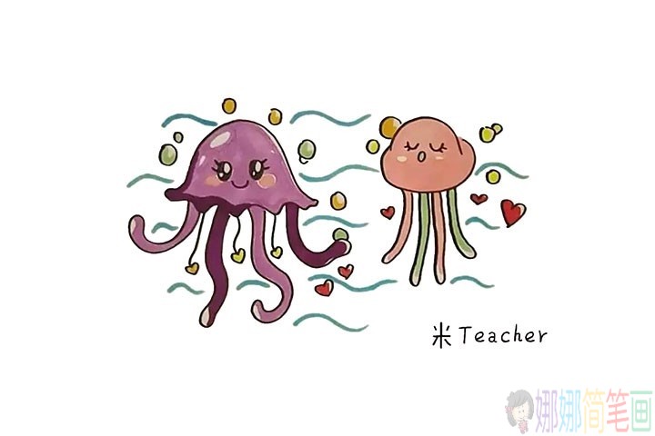 水母简笔画教程,怎么画水母