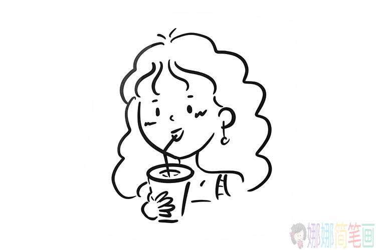 简单线条小姐姐画像图片