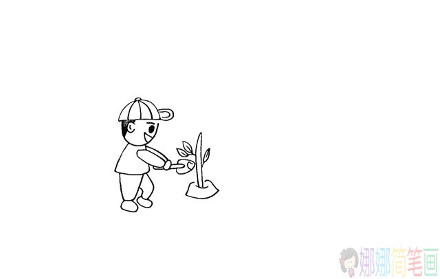 小朋友植树种树怎么画
