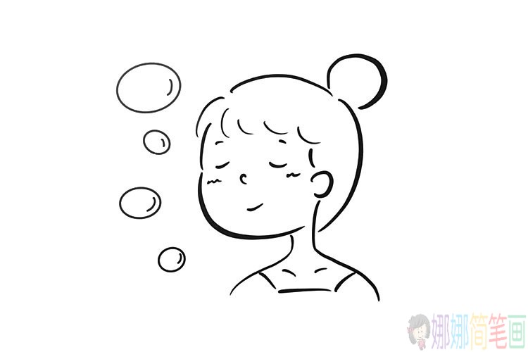 简单线条小姐姐画像图片