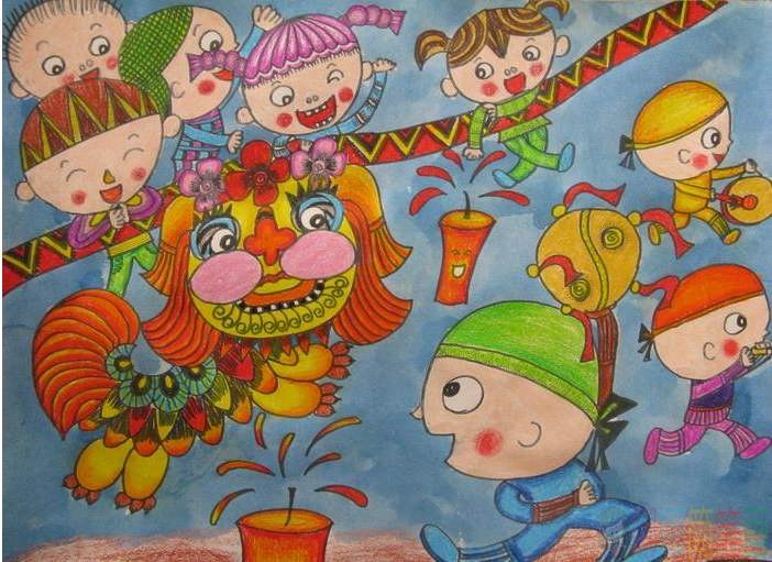 2020鼠年春节儿童绘画作品