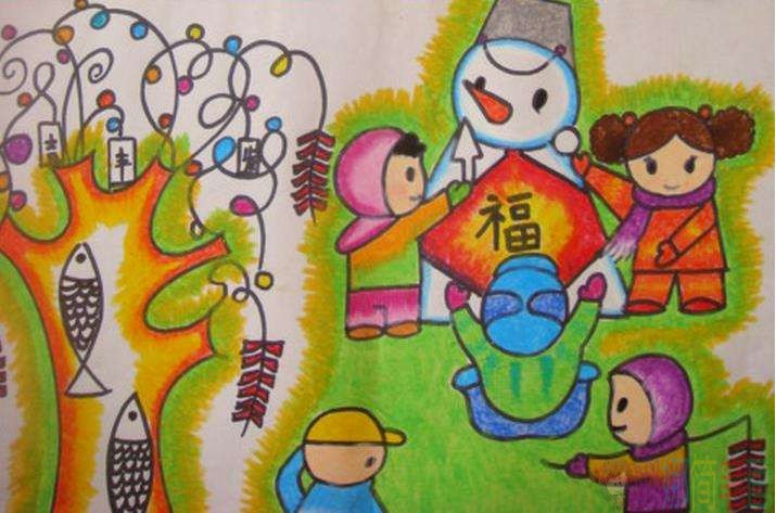 2020鼠年元旦节儿童绘画